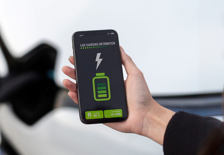 EV charging information on a phone